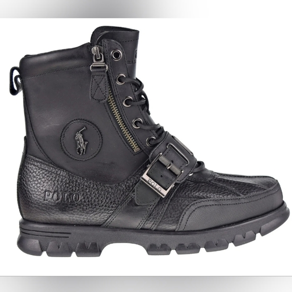 RARE Polo by Ralph Lauren Men's Black Leather Boots Retail $480 - Picture 3 of 8